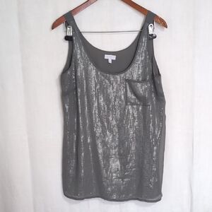 a pea in the pod grey sage sequin tank maternity size medium